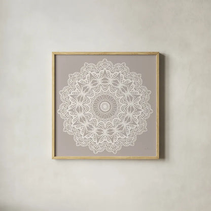 Contemporary Lace Neutral VI by Moira Hershey. Shown in a natural wood glass frame for a timeless modern aesthetic. Available as an archival giclee rolled canvas, fine art paper, or poster print. SKU 43018a.