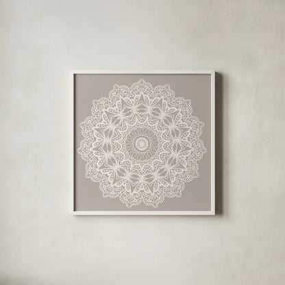 Contemporary Lace Neutral VI by Moira Hershey. Shown in a crisp white glass frame for a clean and minimalist style. Available as an archival giclee rolled canvas, fine art paper, or poster print. SKU 43018a.