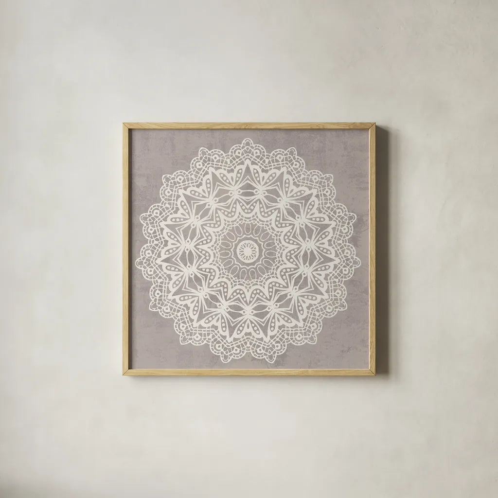 Contemporary Lace Neutral VI v2 Vintage by Moira Hershey. Shown in a natural wood glass frame for a timeless modern aesthetic. Available as an archival giclee rolled canvas, fine art paper, or poster print. SKU 53080a.