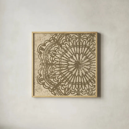 Contemporary Lace VI Spice by Moira Hershey. Shown in a natural wood glass frame for a timeless modern aesthetic. Available as an archival giclee rolled canvas, fine art paper, or poster print. SKU 16404a.