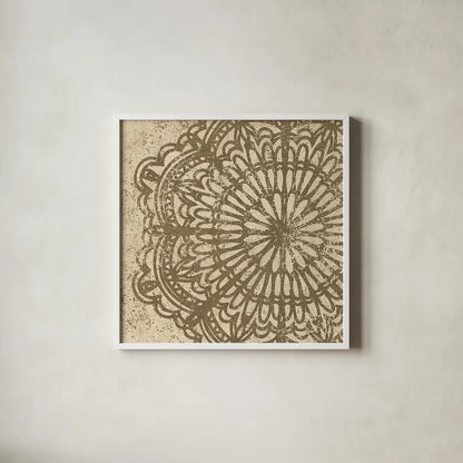 Contemporary Lace VI Spice by Moira Hershey. Shown in a crisp white glass frame for a clean and minimalist style. Available as an archival giclee rolled canvas, fine art paper, or poster print. SKU 16404a.