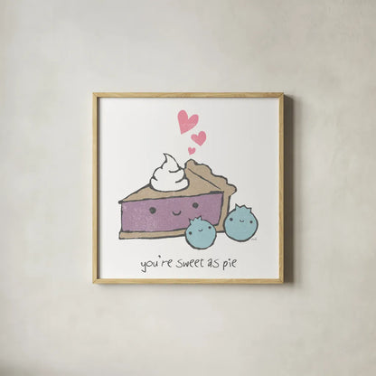 Cute Couples I by Moira Hershey. Shown in a natural wood glass frame for a timeless modern aesthetic. Available as an archival giclee rolled canvas, fine art paper, or poster print. SKU 19911a.