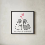 Cute Couples II by Moira Hershey. Shown in a sleek black glass frame for a contemporary gallery look. Available as an archival giclee rolled canvas, fine art paper, or poster print. SKU 18296a.