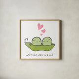 Cute Couples IV by Moira Hershey. Shown in a natural wood glass frame for a timeless modern aesthetic. Available as an archival giclee rolled canvas, fine art paper, or poster print. SKU 19913a.