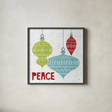 Deck The Halls Red I by Moira Hershey. Shown in a sleek black glass frame for a contemporary gallery look. Available as an archival giclee rolled canvas, fine art paper, or poster print. SKU 38411a.