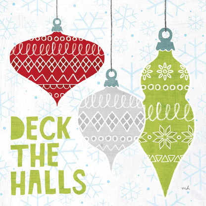 Deck The Halls Red III by Moira Hershey. SKU 38413a. Archival Giclee Fine art print for wall decor.