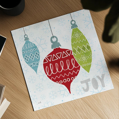 Deck The Halls Red IV by Moira Hershey. Shown as a detailed flat fine art print, highlighting archival giclee quality. Available as an archival giclee rolled canvas, fine art paper, or poster print. SKU 38414a.