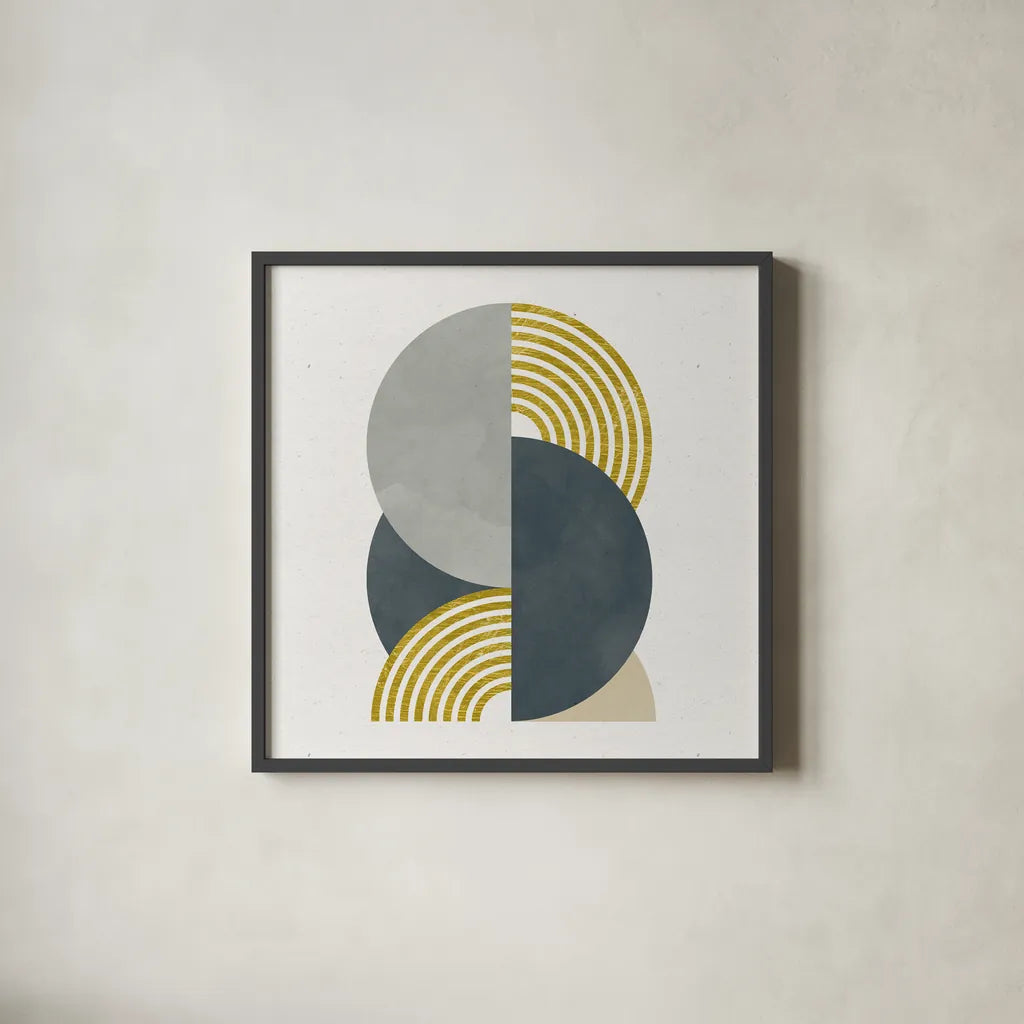 Deco Glam I Sq by Moira Hershey. Shown in a sleek black glass frame for a contemporary gallery look. Available as an archival giclee rolled canvas, fine art paper, or poster print. SKU 80605a.