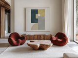 Deco Glam II Sq by Moira Hershey. Shown as extra-large giant wall art in a modern living room. Available as an archival giclee rolled canvas, fine art paper, or poster print. SKU 80606a.