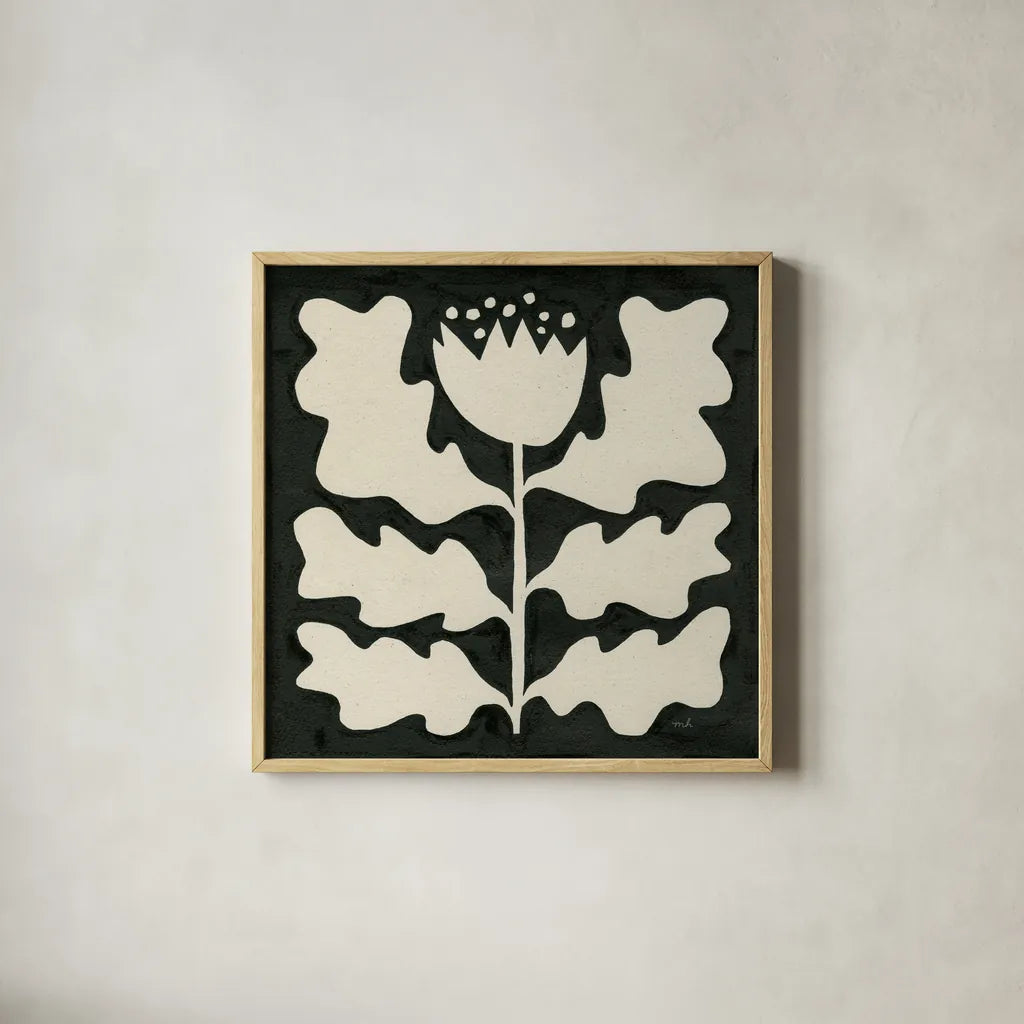 Delighted I by Moira Hershey. Shown in a natural wood glass frame for a timeless modern aesthetic. Available as an archival giclee rolled canvas, fine art paper, or poster print. SKU 79048a.