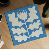 Delighted I Blue by Moira Hershey. Shown as a detailed flat fine art print, highlighting archival giclee quality. Available as an archival giclee rolled canvas, fine art paper, or poster print. SKU 80394a.