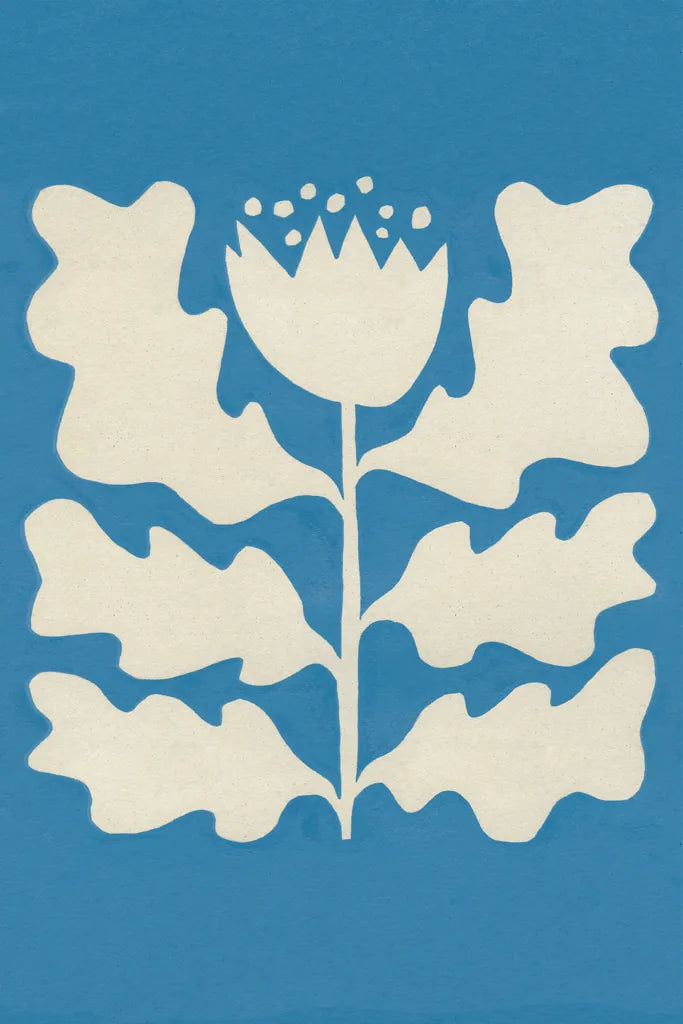 Delighted I Blue Vertical by Moira Hershey. SKU 80716h. Archival Giclee Fine art print for wall decor.