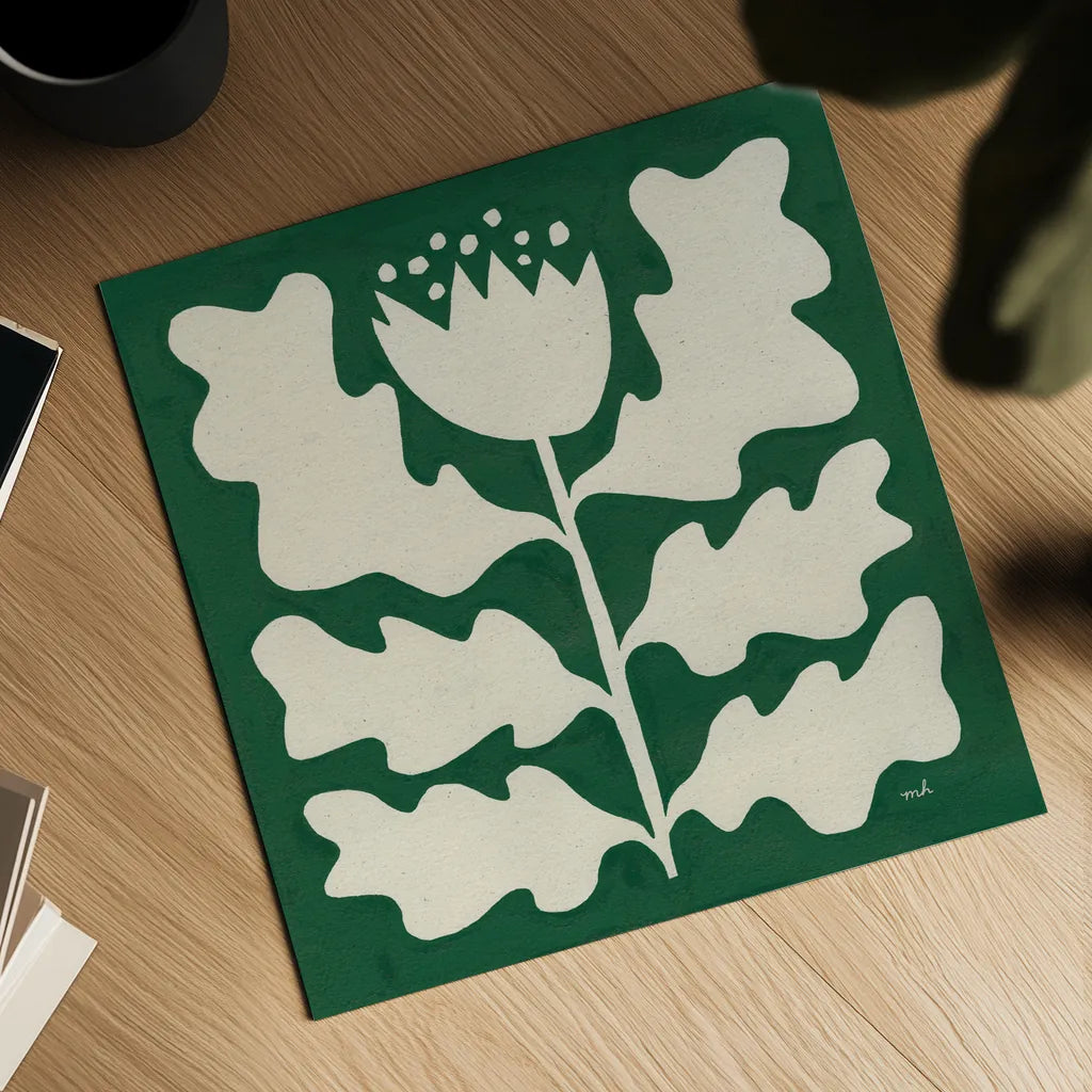 Delighted I Emerald by Moira Hershey. Shown as a detailed flat fine art print, highlighting archival giclee quality. Available as an archival giclee rolled canvas, fine art paper, or poster print. SKU 80198a.