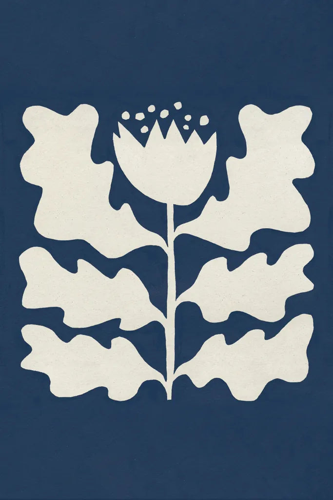 Delighted I Navy Vertical by Moira Hershey. SKU 80735h. Archival Giclee Fine art print for wall decor.