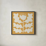Delighted I Yellow by Moira Hershey. Shown in a sleek black glass frame for a contemporary gallery look. Available as an archival giclee rolled canvas, fine art paper, or poster print. SKU 80535a.