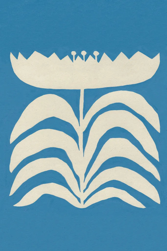Delighted II Blue Vertical by Moira Hershey. SKU 80717h. Archival Giclee Fine art print for wall decor.
