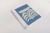 Delighted II Blue Vertical by Moira Hershey. shown as a rolled paper print. Available as archival giclee rolled canvas, fine art paper, or poster print. SKU 80717h.