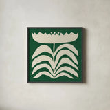 Delighted II Emerald by Moira Hershey. Shown in a sleek black glass frame for a contemporary gallery look. Available as an archival giclee rolled canvas, fine art paper, or poster print. SKU 80199a.