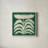 Delighted II Emerald by Moira Hershey. Shown in a crisp white glass frame for a clean and minimalist style. Available as an archival giclee rolled canvas, fine art paper, or poster print. SKU 80199a.
