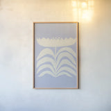 Delighted II Lavender Vertical by Moira Hershey. shown as a paper print in a natural frame. Available as a archival giclee rolled canvas, fine art paper, or poster print. SKU 80732h.