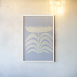Delighted II Lavender Vertical by Moira Hershey. shown as a paper print in a white frame. Available as a archival giclee rolled canvas, fine art paper, or poster print. SKU 80732h.