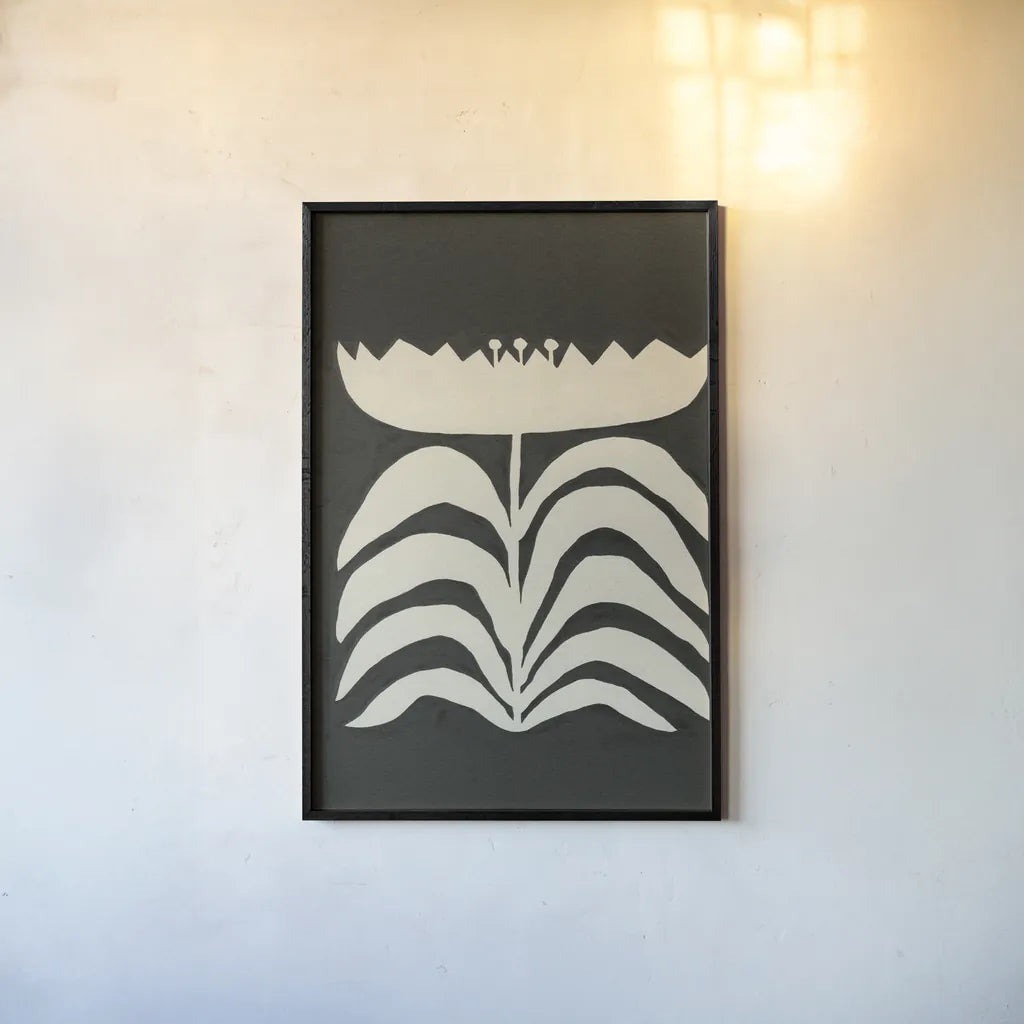 Delighted II Vertical by Moira Hershey. shown as a paper print in a black flame. Available as a archival giclee rolled canvas, fine art paper, or poster print. SKU 80697h.