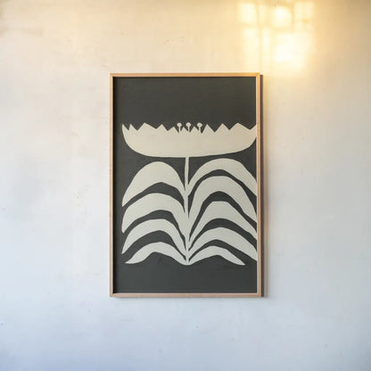 Delighted II Vertical by Moira Hershey. shown as a paper print in a natural frame. Available as a archival giclee rolled canvas, fine art paper, or poster print. SKU 80697h.