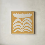 Delighted II Yellow by Moira Hershey. Shown in a natural wood glass frame for a timeless modern aesthetic. Available as an archival giclee rolled canvas, fine art paper, or poster print. SKU 80536a.