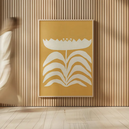 Delighted II Yellow Vertical by Moira Hershey. shown as over sized large wall art. Available as an archival giclee rolled canvas, fine art paper, or poster print. SKU 80721h.