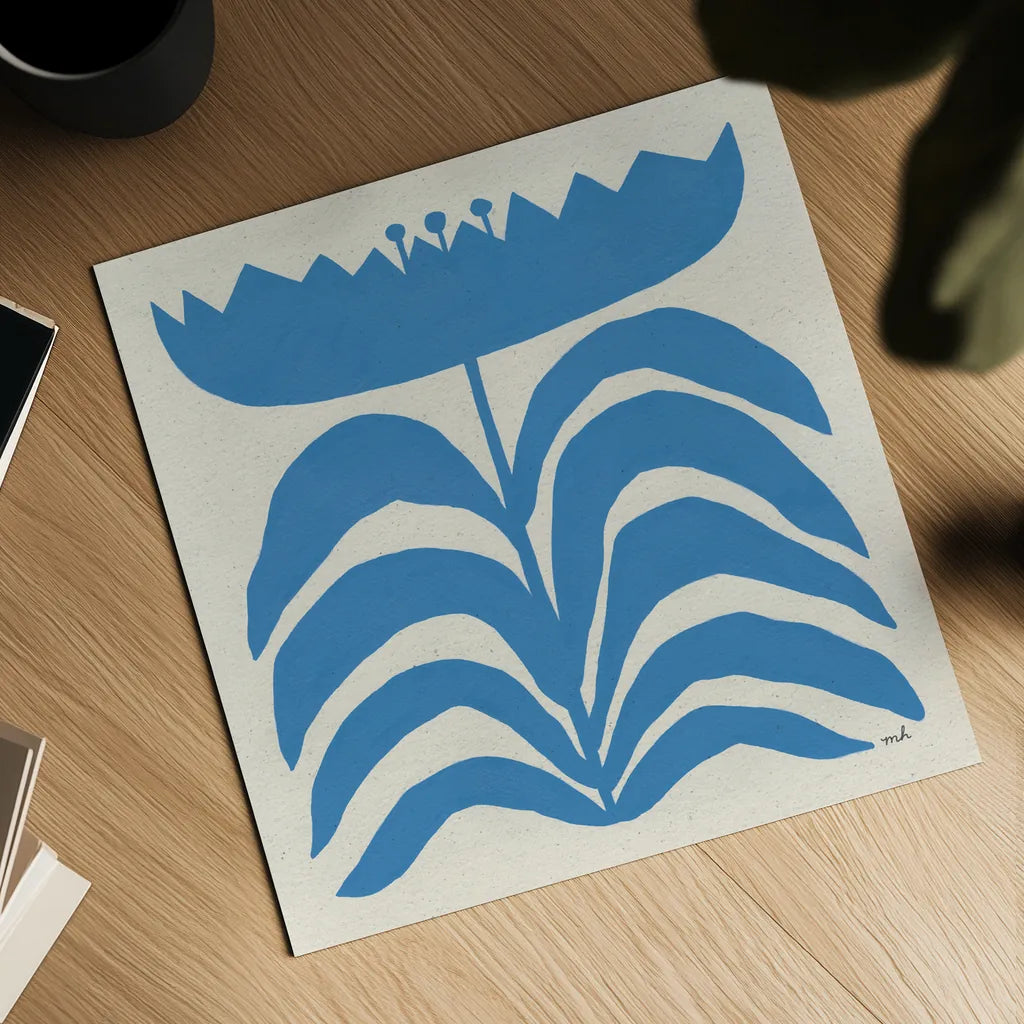 Delighted III Blue by Moira Hershey. Shown as a detailed flat fine art print, highlighting archival giclee quality. Available as an archival giclee rolled canvas, fine art paper, or poster print. SKU 80396a.