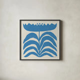Delighted III Blue by Moira Hershey. Shown in a sleek black glass frame for a contemporary gallery look. Available as an archival giclee rolled canvas, fine art paper, or poster print. SKU 80396a.