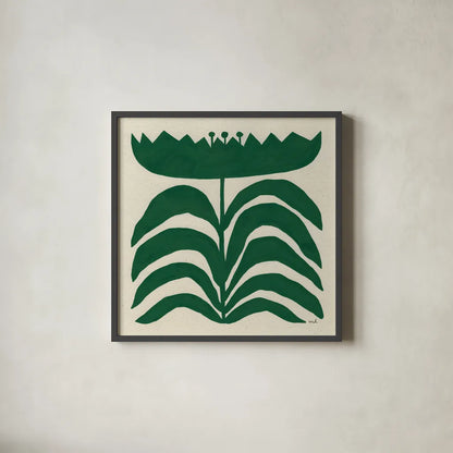 Delighted III Emerald by Moira Hershey. Shown in a sleek black glass frame for a contemporary gallery look. Available as an archival giclee rolled canvas, fine art paper, or poster print. SKU 80200a.