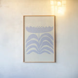 Delighted III Lavender Vertical by Moira Hershey. shown as a paper print in a natural frame. Available as a archival giclee rolled canvas, fine art paper, or poster print. SKU 80733h.