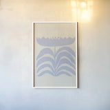 Delighted III Lavender Vertical by Moira Hershey. shown as a paper print in a white frame. Available as a archival giclee rolled canvas, fine art paper, or poster print. SKU 80733h.