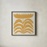 Delighted III Yellow by Moira Hershey. Shown in a sleek black glass frame for a contemporary gallery look. Available as an archival giclee rolled canvas, fine art paper, or poster print. SKU 80537a.