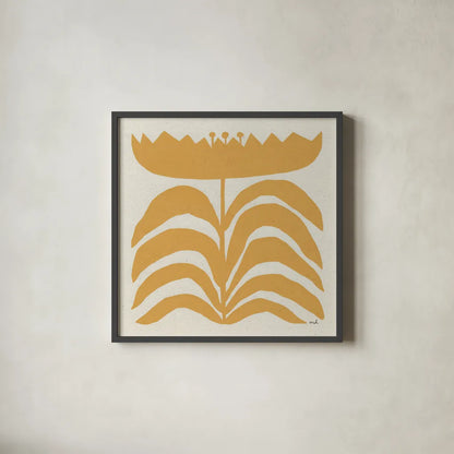 Delighted III Yellow by Moira Hershey. Shown in a sleek black glass frame for a contemporary gallery look. Available as an archival giclee rolled canvas, fine art paper, or poster print. SKU 80537a.