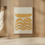 Delighted III Yellow Vertical by Moira Hershey. shown as over sized large wall art. Available as an archival giclee rolled canvas, fine art paper, or poster print. SKU 80722h.