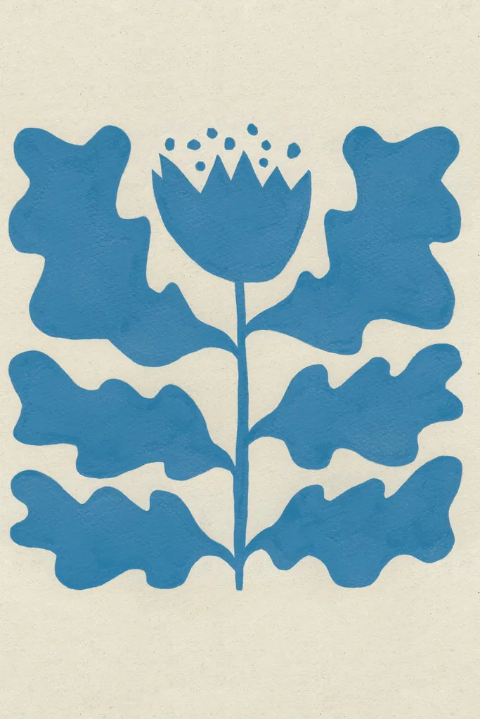 Delighted IV Blue Vertical by Moira Hershey. SKU 80719h. Archival Giclee Fine art print for wall decor.