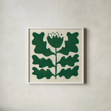 Delighted IV Emerald by Moira Hershey. Shown in a crisp white glass frame for a clean and minimalist style. Available as an archival giclee rolled canvas, fine art paper, or poster print. SKU 80201a.