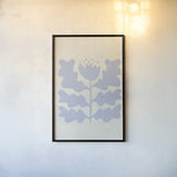 Delighted IV Lavender Vertical by Moira Hershey. shown as a paper print in a black flame. Available as a archival giclee rolled canvas, fine art paper, or poster print. SKU 80734h.