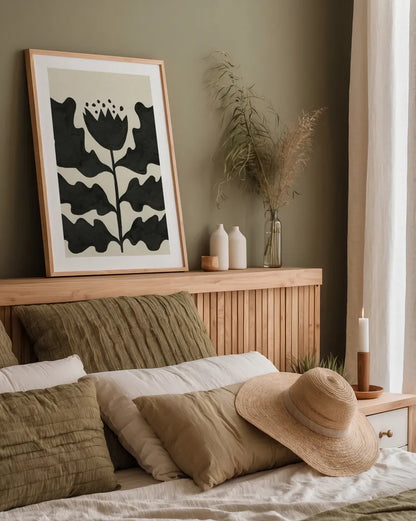 Delighted IV Vertical by Moira Hershey. shown as a paper print in a natural frame. Available as a archival giclee rolled canvas, fine art paper, or poster print. SKU 80699h.