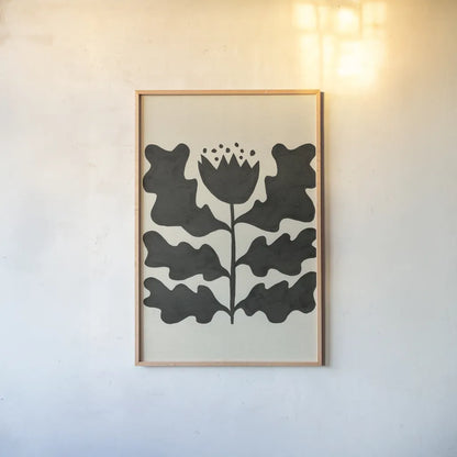 Delighted IV Vertical by Moira Hershey. shown as a paper print in a natural frame. Available as a archival giclee rolled canvas, fine art paper, or poster print. SKU 80699h.