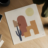 Desert Arches II Sq by Moira Hershey. Shown as a detailed flat fine art print, highlighting archival giclee quality. Available as an archival giclee rolled canvas, fine art paper, or poster print. SKU 80641a.