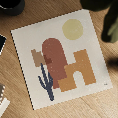 Desert Arches II Sq by Moira Hershey. Shown as a detailed flat fine art print, highlighting archival giclee quality. Available as an archival giclee rolled canvas, fine art paper, or poster print. SKU 80641a.