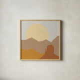 Desert Sun I by Moira Hershey. Shown in a natural wood glass frame for a timeless modern aesthetic. Available as an archival giclee rolled canvas, fine art paper, or poster print. SKU 57267a.