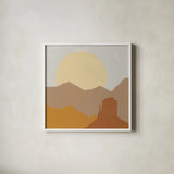 Desert Sun I by Moira Hershey. Shown in a crisp white glass frame for a clean and minimalist style. Available as an archival giclee rolled canvas, fine art paper, or poster print. SKU 57267a.