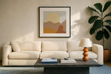 Desert Sun I by Moira Hershey. Displayed in a glass frame with matte in a clean modern living room. Available as an archival giclee rolled canvas, fine art paper, or poster print. SKU 57267a.