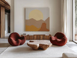 Desert Sun I by Moira Hershey. Shown as extra-large giant wall art in a modern living room. Available as an archival giclee rolled canvas, fine art paper, or poster print. SKU 57267a.