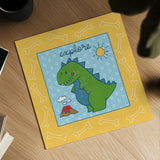 Dino Mighty II by Moira Hershey. Shown as a detailed flat fine art print, highlighting archival giclee quality. Available as an archival giclee rolled canvas, fine art paper, or poster print. SKU 16320a.