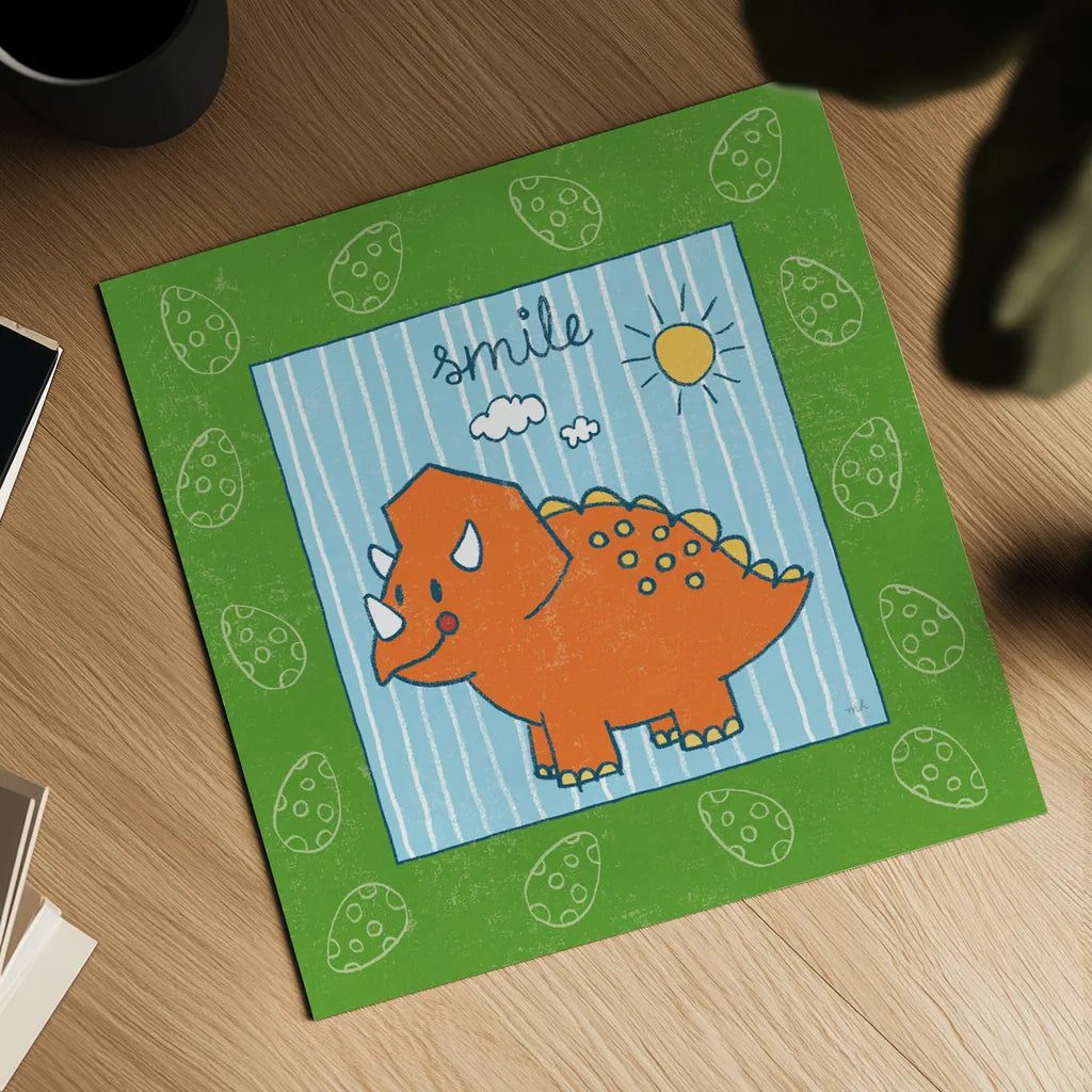 Dino Mighty III by Moira Hershey. Shown as a detailed flat fine art print, highlighting archival giclee quality. Available as an archival giclee rolled canvas, fine art paper, or poster print. SKU 16321a.